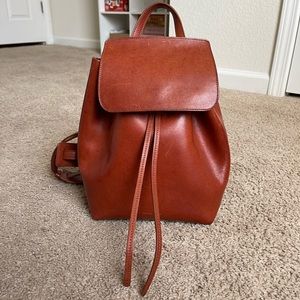 Mansur Gavriel Mini Backpack in Brandy Vegetable Tanned Leather